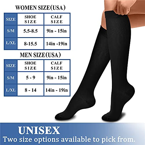 CHARMKING Compression Socks for Women & Men (8 Pairs) 15-20 mmHg Graduated Copper Support Socks are Best for Pregnant, Nurses - Boost Performance, Circulation, Knee High & Wide Calf (S/M, Multi 01) - Image 2