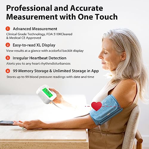 iHealth Track Smart Upper Arm Blood Pressure Monitor with Wide Range Cuff That fits Standard to Large Adult Arms, Bluetooth Compatible for iOS & Android Devices - Image 7