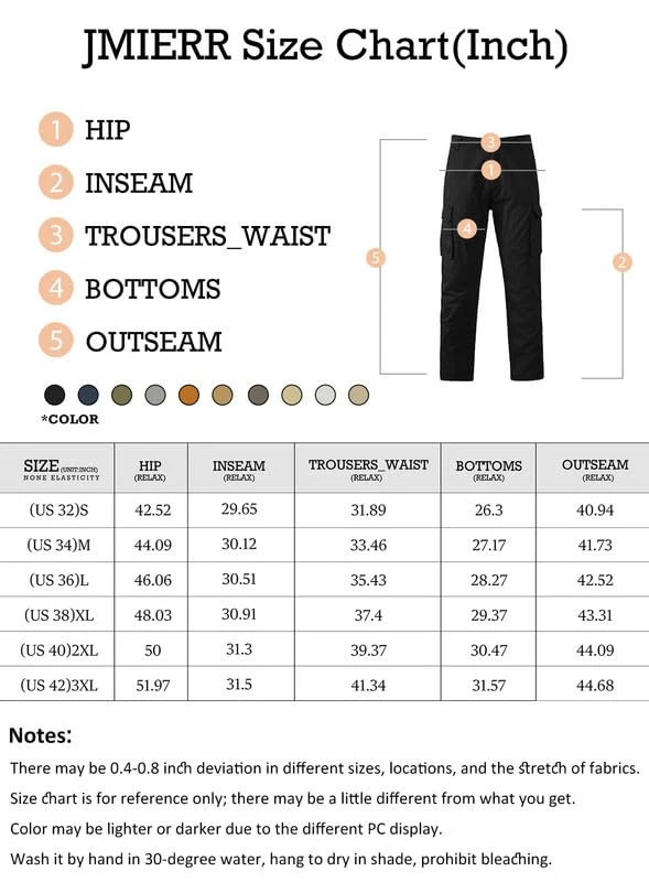 JMIERR Mens Gray Cargo Pants Casual Cotton Work Pants Stretch Elastic Waist Relaxed Fit Lightweight Outdoor Flexible Hiking Jogger Pants with 6 Pockets,US 32(S),Light Gray - Image 5