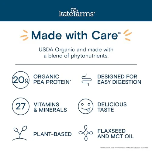 KATE FARMS Organic 1.8 Renal Support Shake, Vanilla, 20g of Protein, 27 Vitamins and Minerals, Specialized Dialysis Nutrition Support Drink, Vegan, Gluten Free and Non-GMO 8.45 Fl oz (Pack of 6) - Image 6