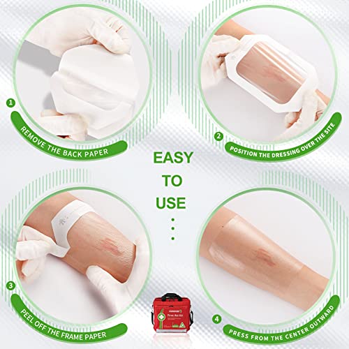 Transparent Film Dressing, Waterproof Wound Cover Bandage 4''x4.75'', 50 Packs, Post Surgical Shower or IV Shield, Tattoo Aftercare Bandage, Adhesive Patch by NeuHeils (4" x 4 3/4") - Image 3